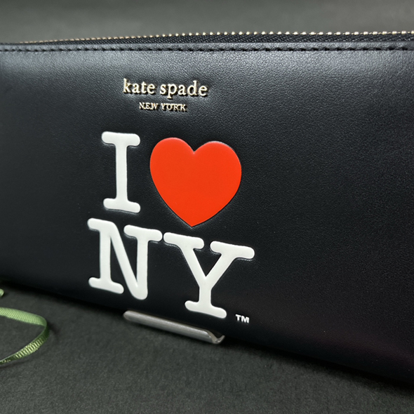 【本物 新品 Kate Spade ケイトスペード ブティック 正規品】アイ ラブ ニューヨーク ウォレット 長財布 K5300 ブラック ハート レディース_画像6
