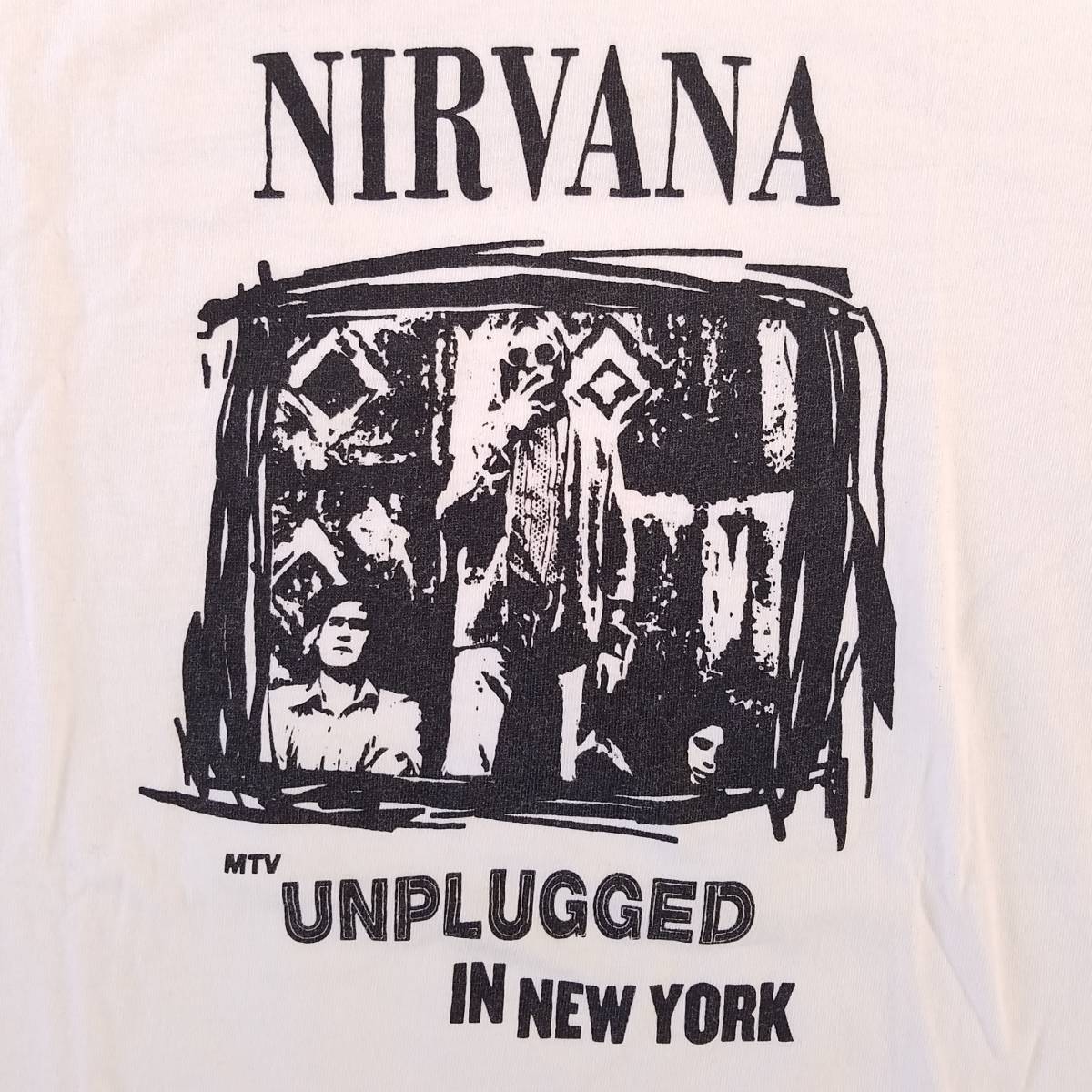 魅惑のバンドT特集! 90s『NIRVANA(ニルヴァーナ) / MTV』半袖Tシャツ United Sportsボディ 米国製 ホワイト M／カートコバーン ロックT_画像4