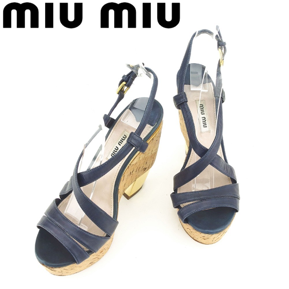 ミュウミュウ miu miu サンダル シューズ 靴 ♯36ハーフ ウェッジ