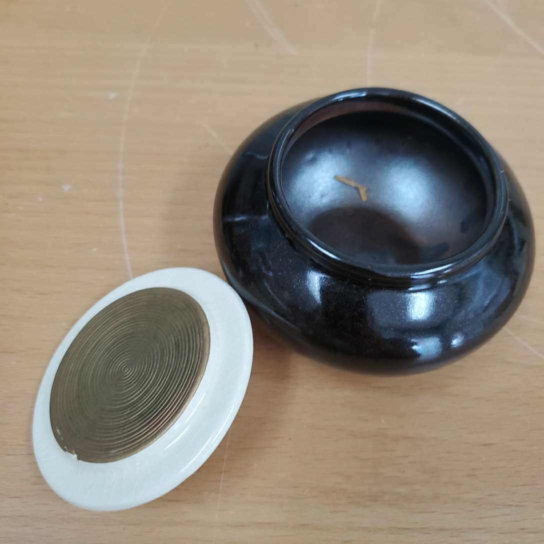 漆黒の茶陶 黒　大海　茶入れ　骨董　作家物　アンティーク　コレクター　茶道具　焼き物　保管品　美品_画像3