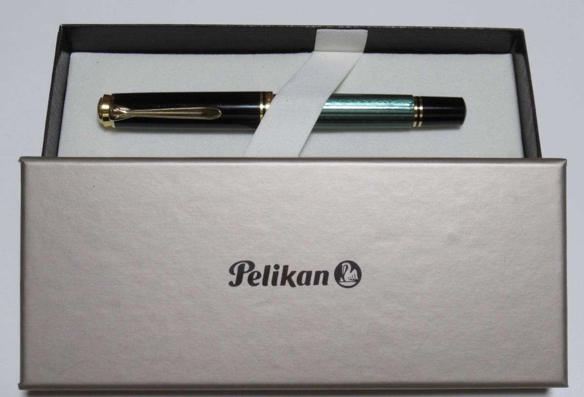 海外花系 ペリカン 万年筆 BB 極太字 緑縞 スーベレーン M800 吸入式