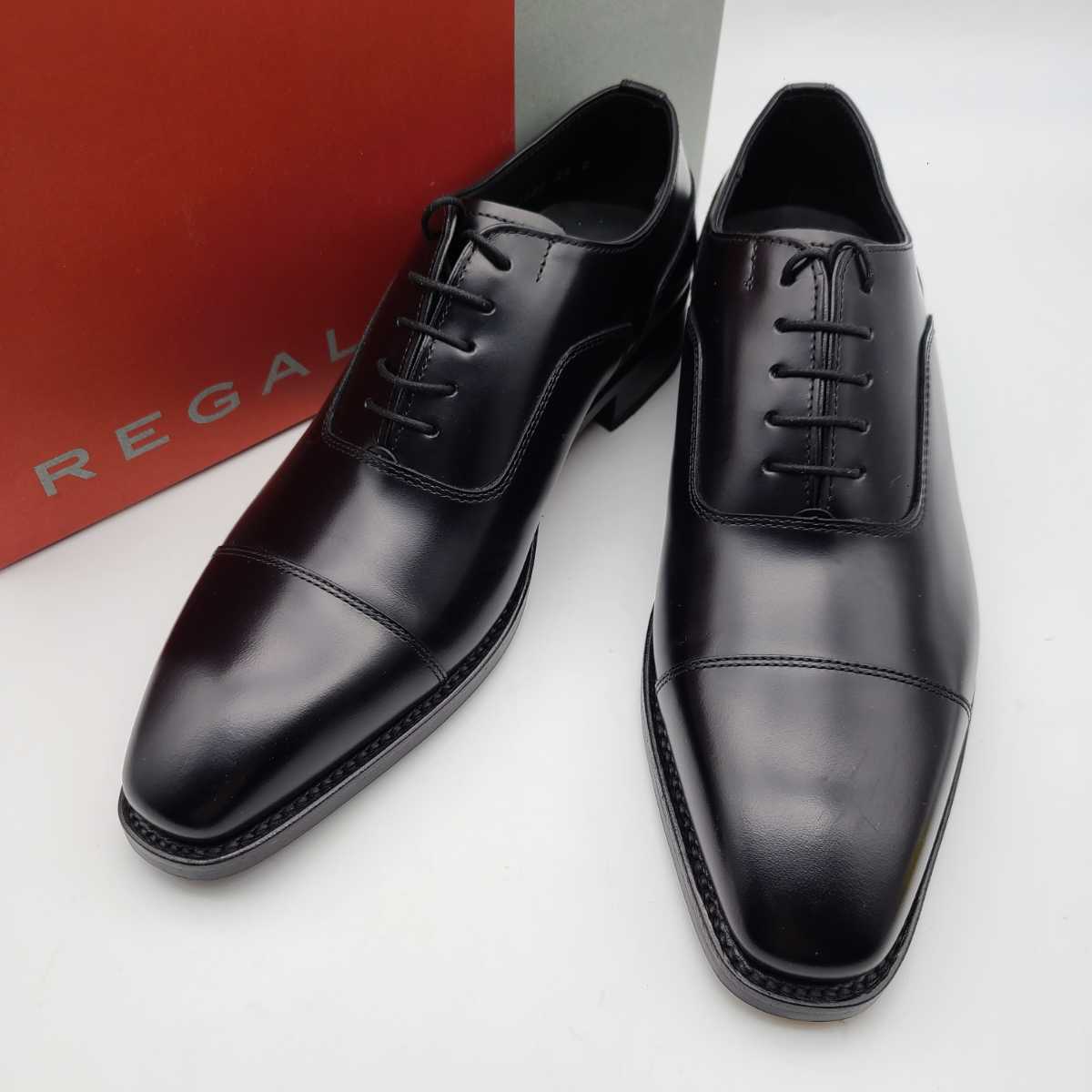 【超ポイント祭?期間限定】 革靴 キャップトゥ 内羽根 レザーシューズ ストレートチップ ビジネスシューズ リーガル REGAL メンズ 10GR ブラック ドレスシューズ 靴