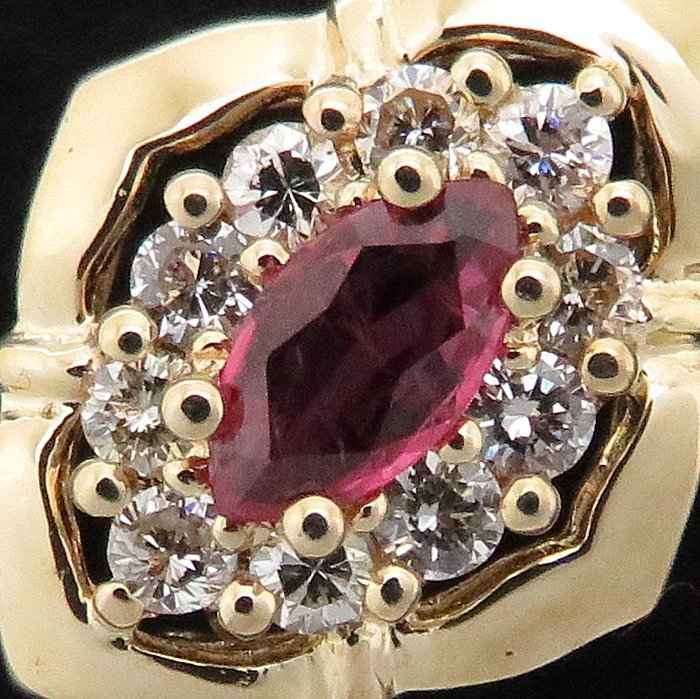ネックレス ルビー0.24ct ダイヤモンド0.25ct K18YG イエローゴールド