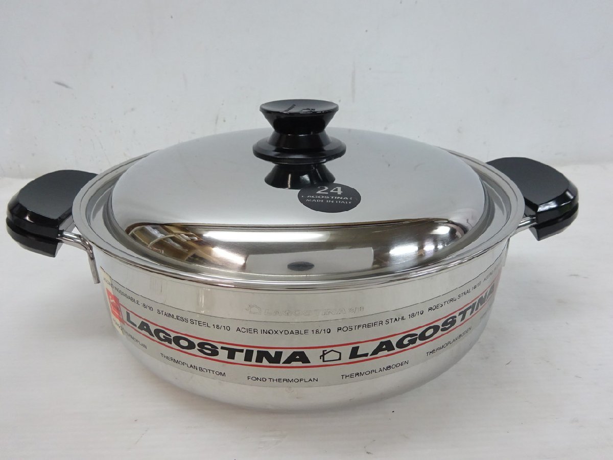【Y-6060】未使用 イタリア製 Lagostina ラゴスティーナ 両手鍋 24cm 3.6L【千円市場】_画像2