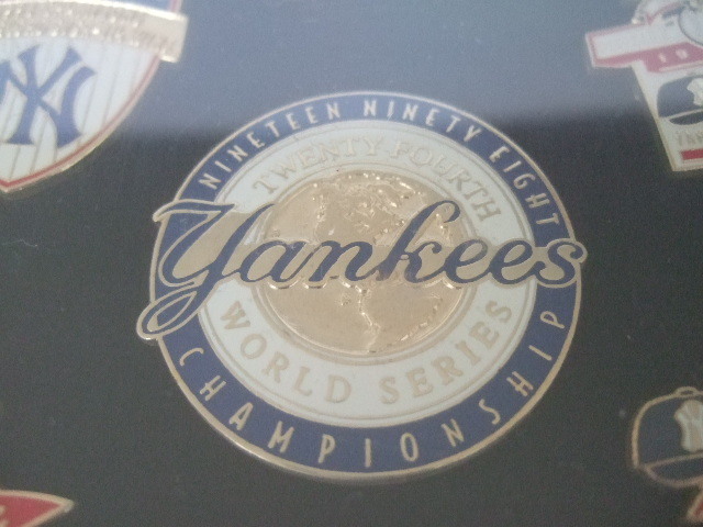 1998 ヤンキース ワールドシリーズ優勝 チャンピオン MLB公認 ピンバッジ 5個セット 未開封 伊良部の画像2