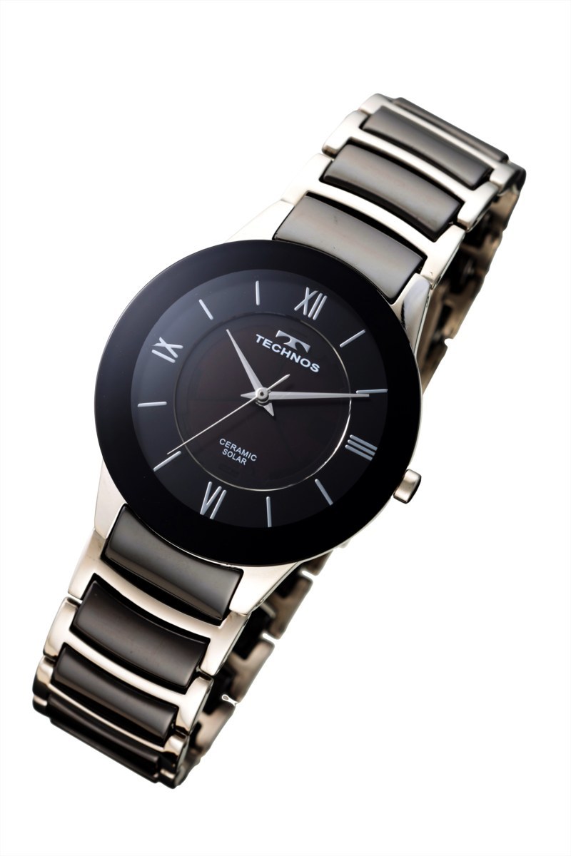 TECHNOS　クォーツ　腕時計　サファイア　セラミック　黒文字盤　メンズ