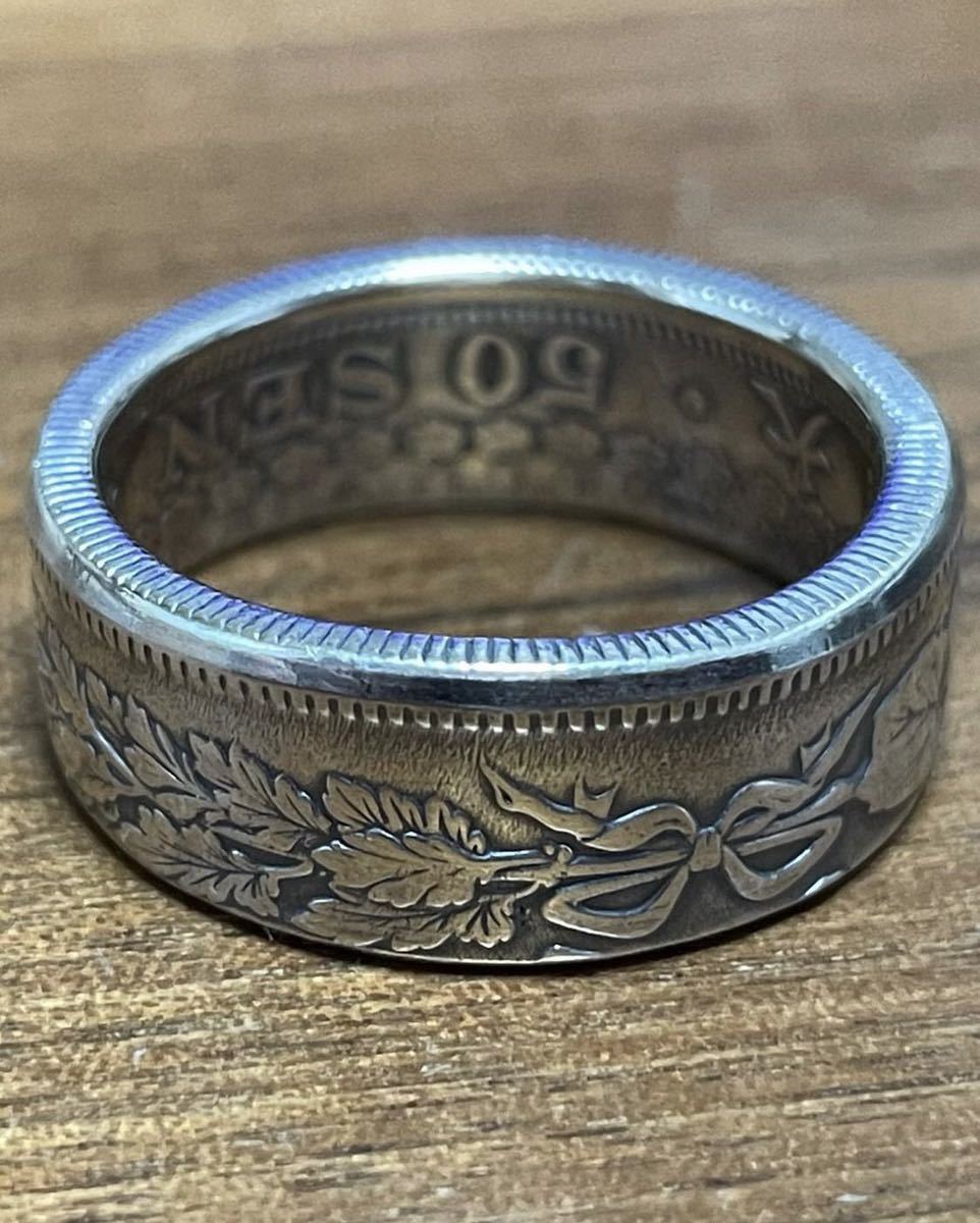 CHRON RING 50銭銀貨のコインリング指輪 オーダーも可能！_画像1