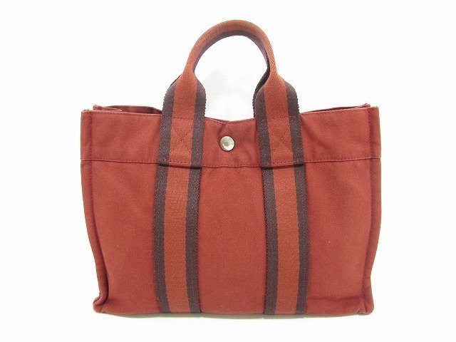 安全 エルメス HERMES トートバッグ フールトゥPM ブラック ボルドー