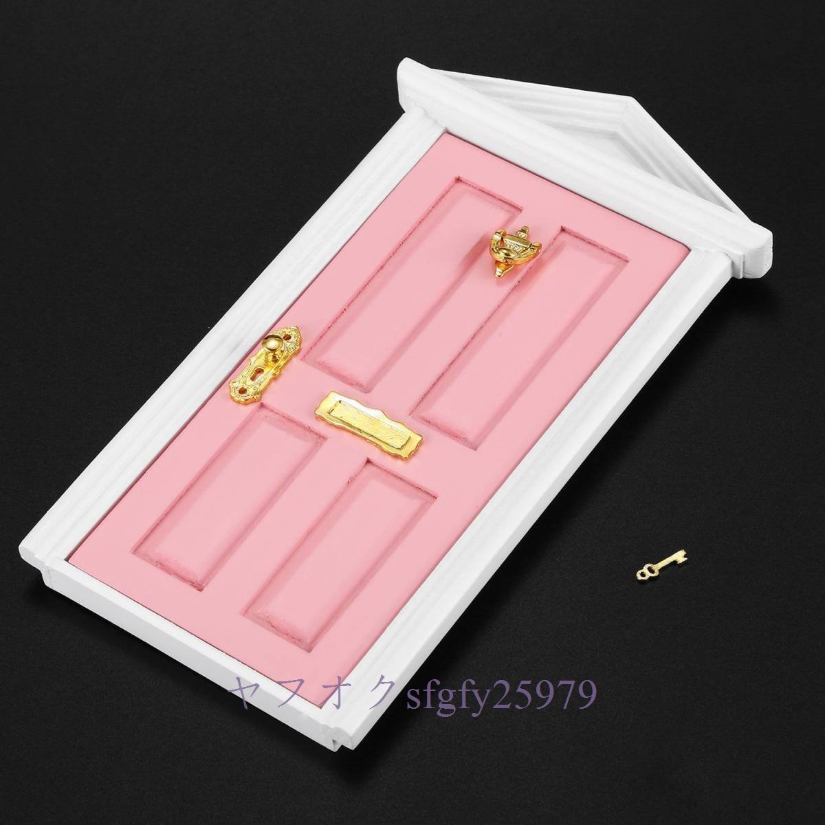 L973☆新品ミニチュア ドールハウス ドア おもちゃ コレクション 木製 フィギュア 【ピンク】_画像4
