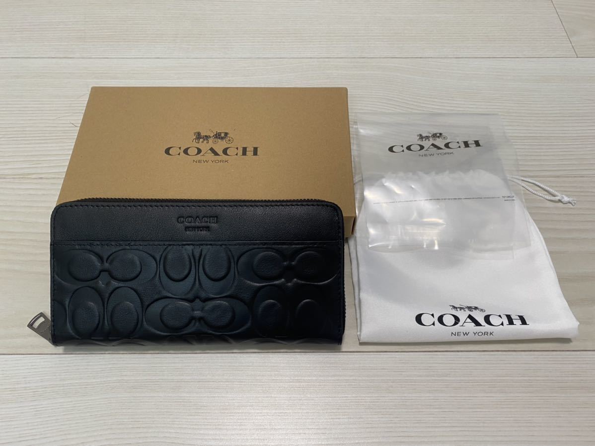 新品未使用 COACH コーチ シグネチャー 長財布 エンボスドレザージップ
