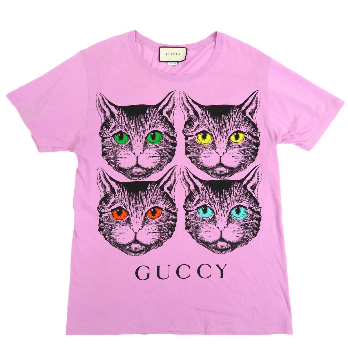 グッチ キャット プリント オーバーサイズ Tシャツ ダメージ加工 猫
