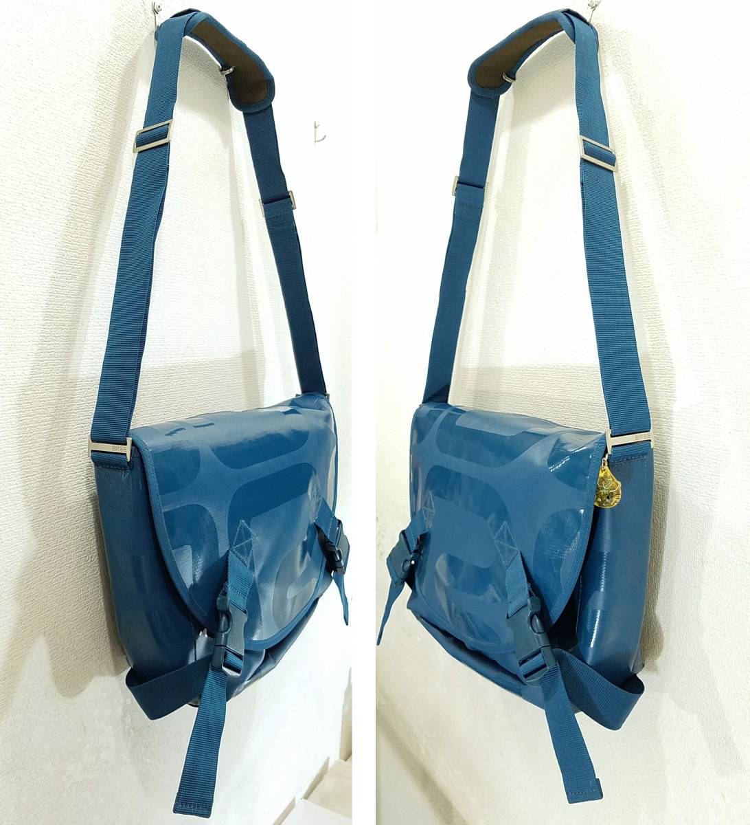  postage 710 jpy ~( prompt decision is free shipping )BREE messenger bag turquoise blue diagonal .. shoulder bag PC bag bag men's lady's b Lee 