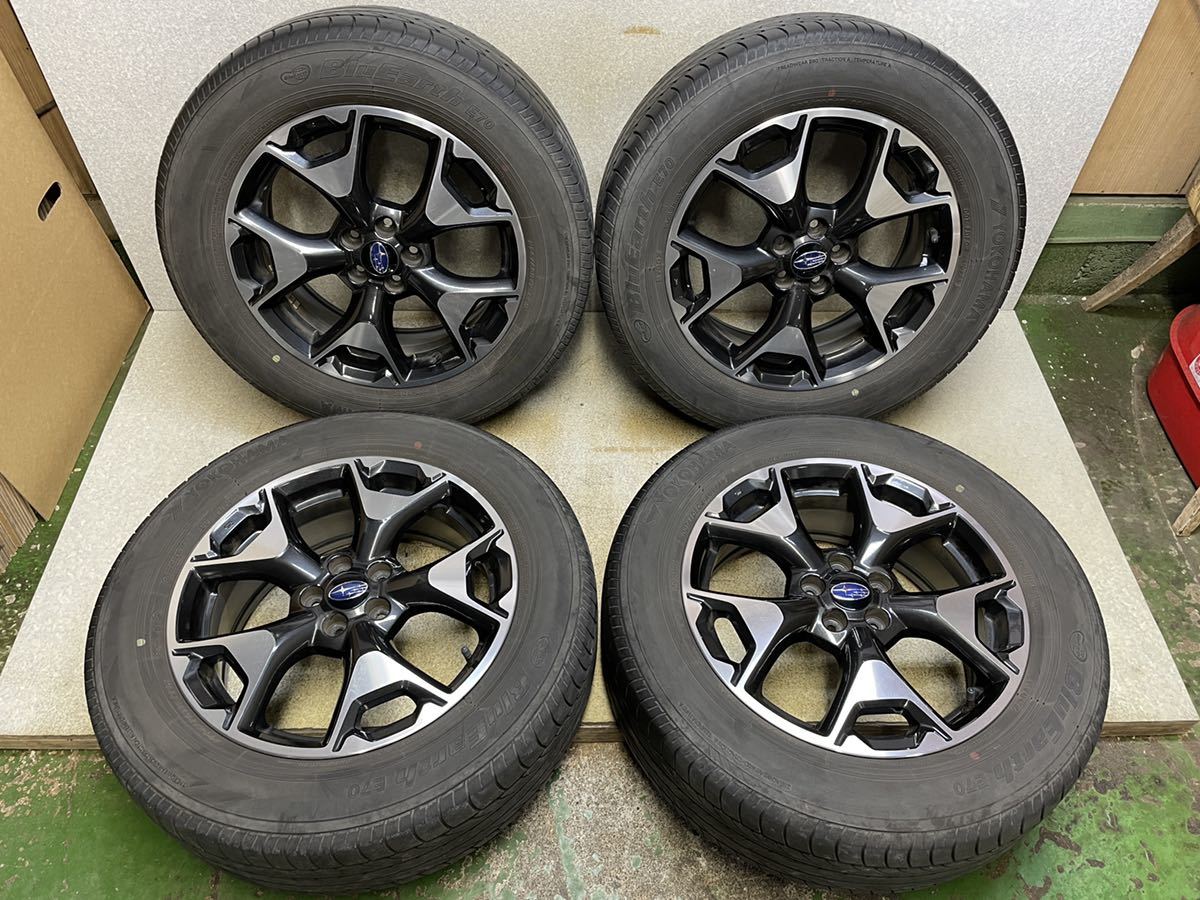 スバルXV純正 GT ENKEI 17インチ 17x7J +55 100/5H ヨコハマ BluEarth E70 225/60R17 (99H) 中古4本 2019年製 美品_画像1