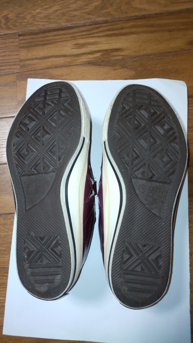 ☆CONVERSE☆コンバース☆ベルクロ☆ワンスター☆サイズ4(23cm)☆本皮レザースニーカー☆日本製☆エンジ×黒モデル☆ 4