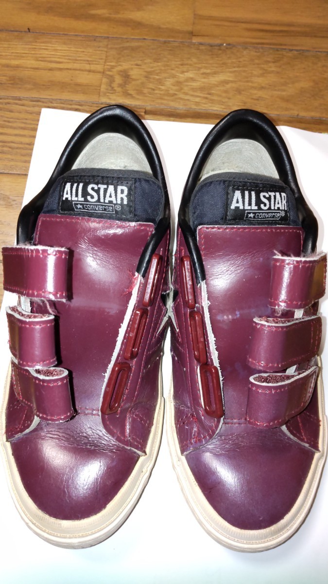 ☆CONVERSE☆コンバース☆ベルクロ☆ワンスター☆サイズ4(23cm)☆本皮レザースニーカー☆日本製☆エンジ×黒モデル☆ 6