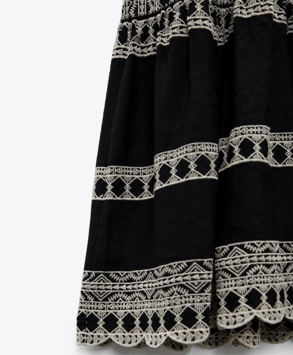 PayPayフリマ|ZARA ザラ刺繍入りミディ丈ワンピース ロングワンピース