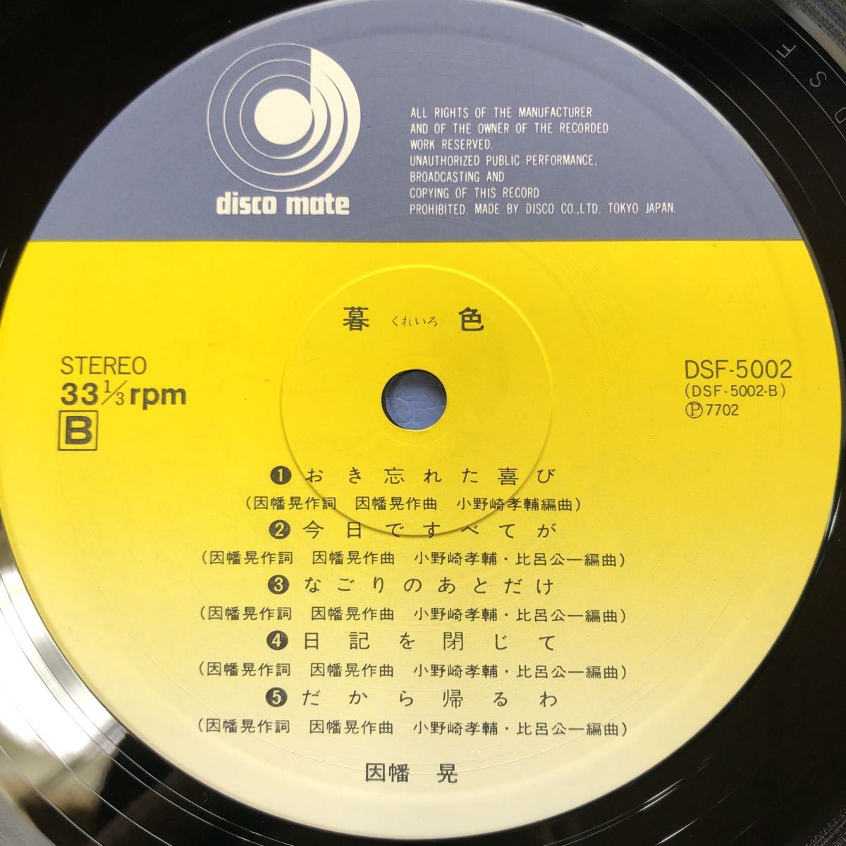 因幡晃 暮色 昭和フォーク ポップス 帯付LP レコード 5点以上落札で送料無料L_画像5