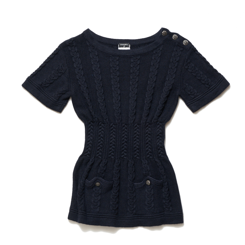 シャネル CHANEL カシミヤニットカットソー サイズ38 P35155 ネイビー