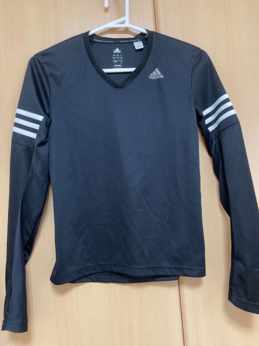 美品 adidas ランニングシャツ S アディダス メッシュ生地 長袖Tシャツ ロンT 黒 マラソン《色違い出品中》の画像1