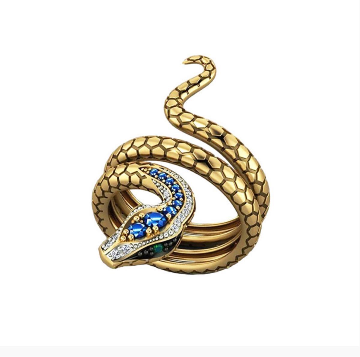 金銭 蛇 形 指輪 宝石 復古 覇気 指輪