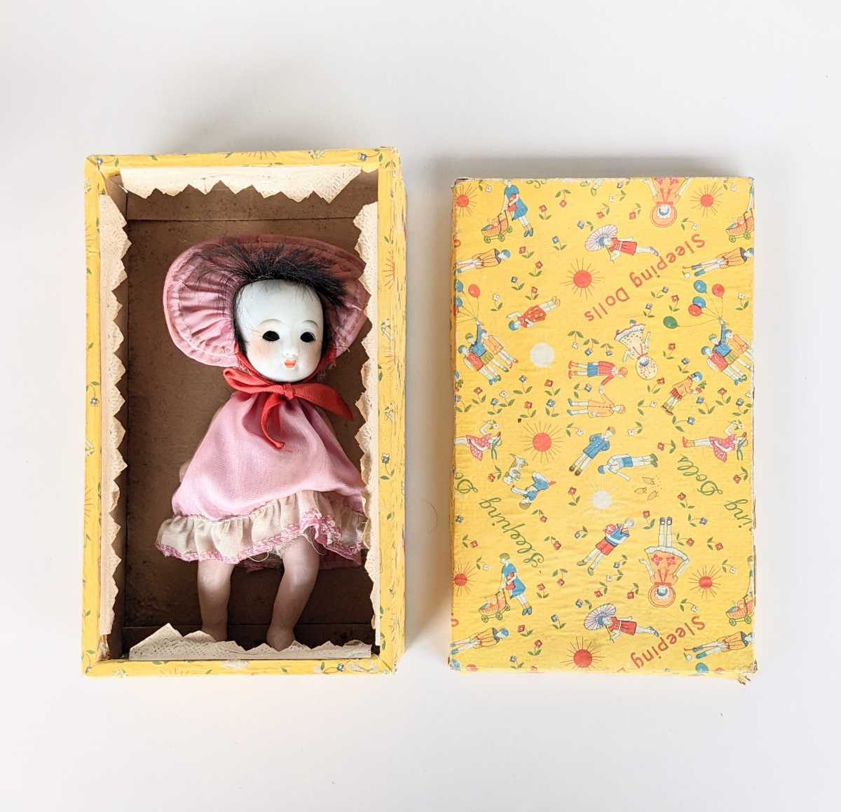 眠り人形 箱付 ビスクドール サクラビスク 陶器 アンティーク 日本人形