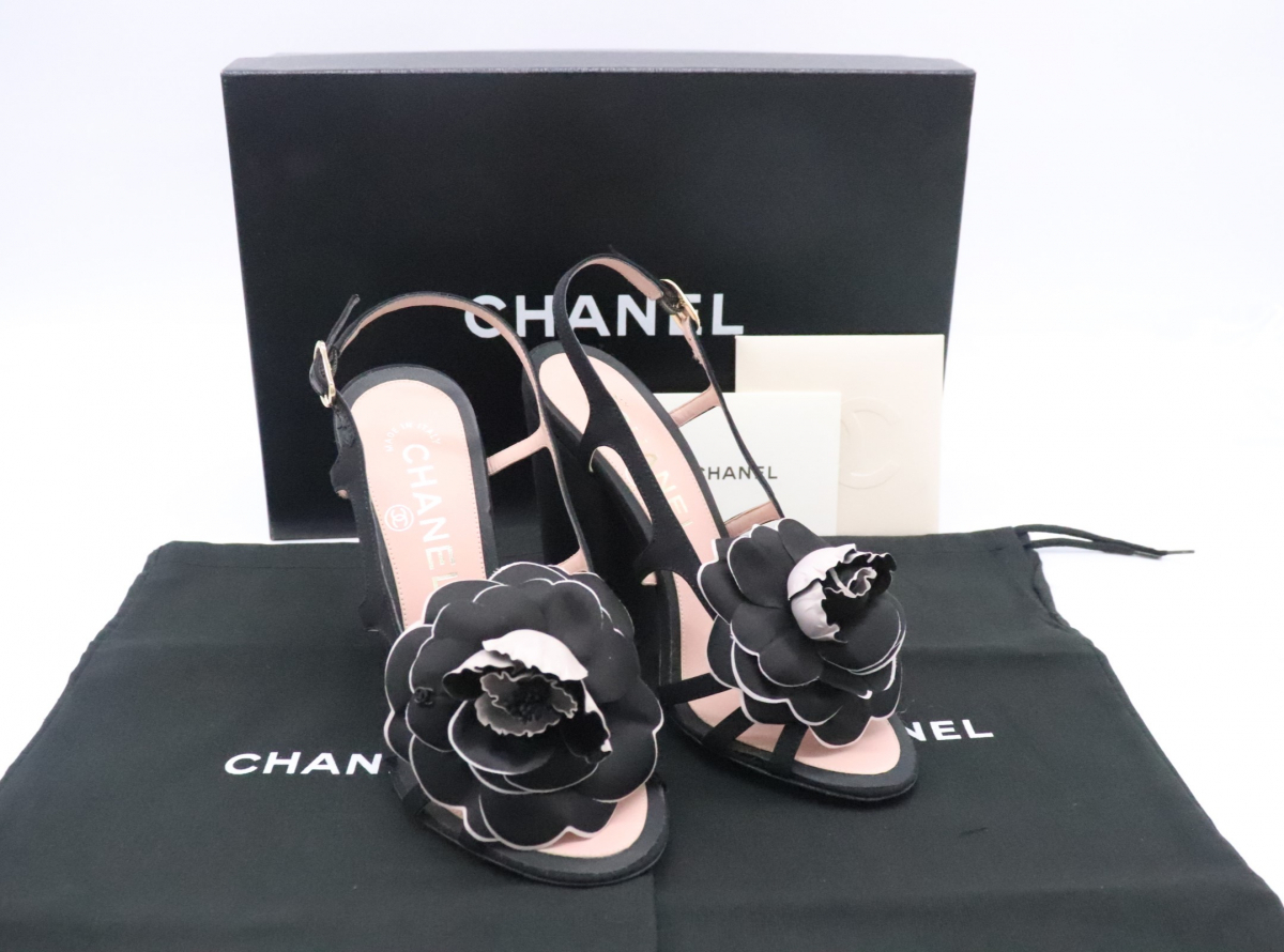 ト滝】 美品 CHANEL シャネル カメリア ココマーク ハイヒール