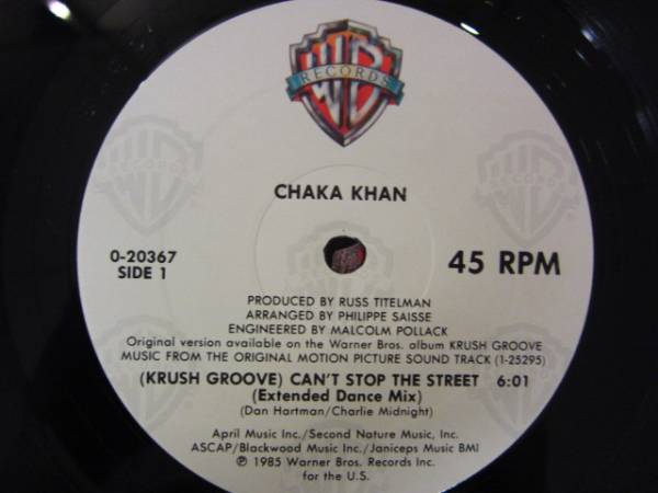 12inch CHAKA KHAN / Krush Groove Can't Stop The Street / 5枚以上で送料無料_画像2