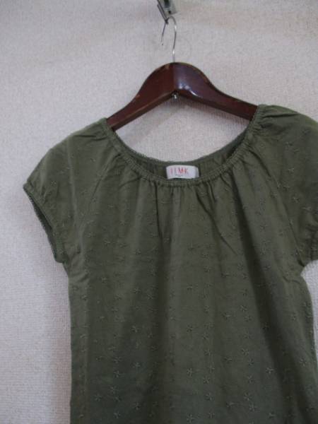 iiMK khaki flower embroidery entering short sleeves cut and sewn (USED)61817②