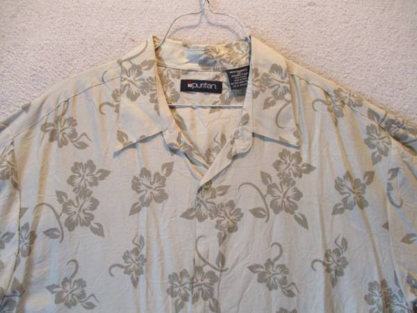  free shipping old clothes ( used ) aloha shirt (L)3195