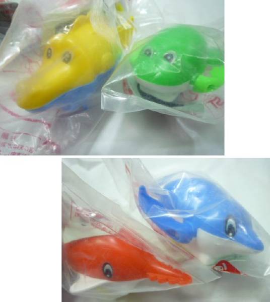  не использовался 4 шт. комплект подлинная вещь редкость Bandai zen мой ванна дельфин лягушка wani пингвин Showa 40 годы Showa Retro 