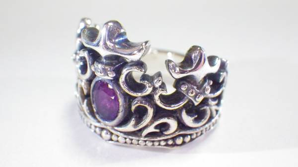  out of print regular goods Gengrailjeng Laile natural amethyst 1 stone entering spread Crown ring 15 number 