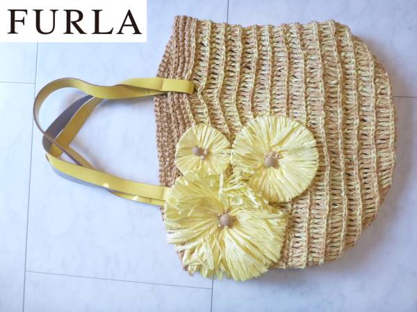 フルラ（FURLA） ★★ 黄色　夏　編みバッグ　イエロー_画像1