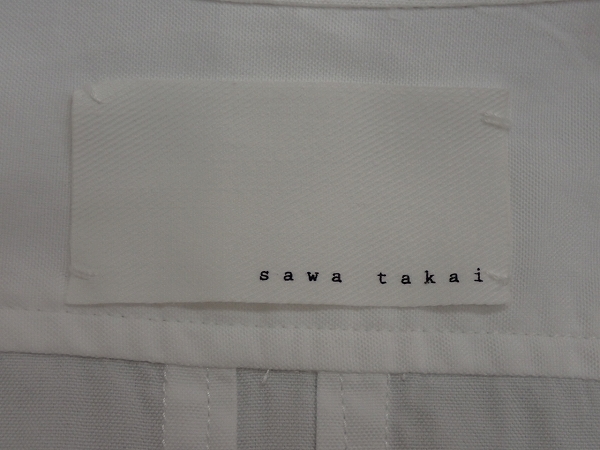送料無料 sawa takai 半袖ブラウス・XS サワタカイ/日本製/白シャツ/@A1/22 7 4-29