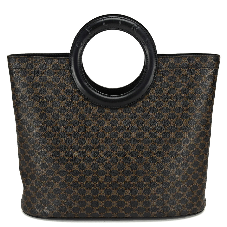 セリーヌ CELINE マカダム サークルハンドル ハンドバッグ PVC レザー