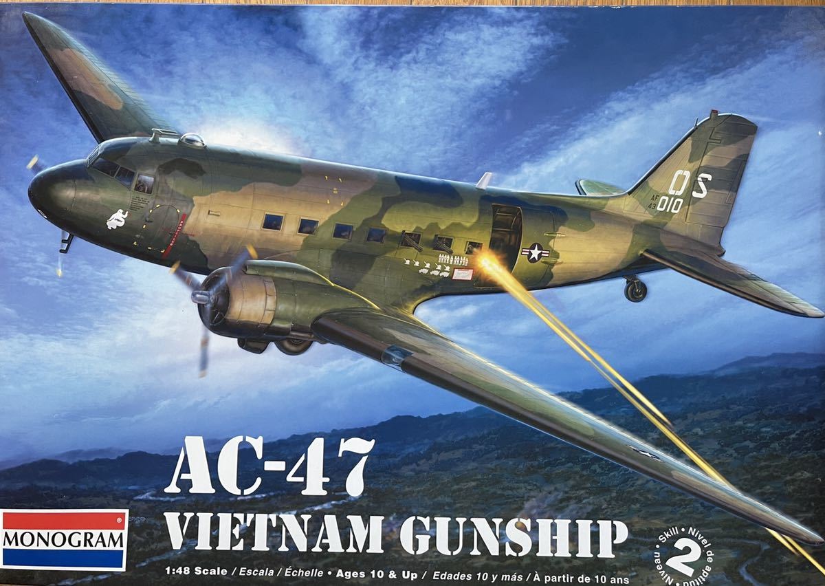 モノグラム1/48 AC-47 ベトナムガンシップ 未組立 内袋未開封 保存良好 希少モノグラムパッケージ