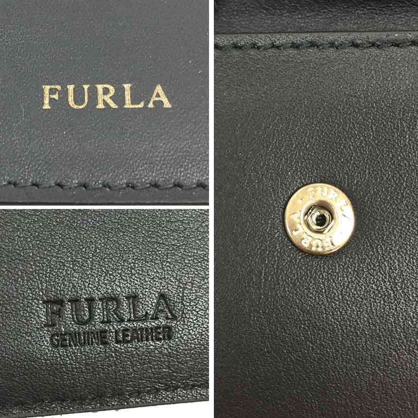 FURLA Furla folded wallet folding twice purse man and woman use men's lady's gray leather new old goods unused aq3837