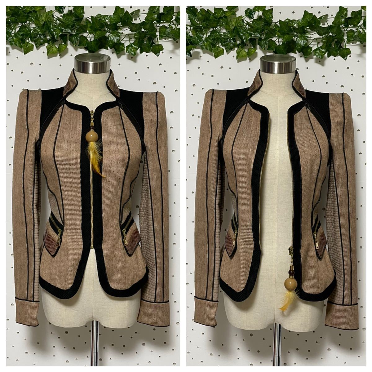  подлинный товар прекрасный товар коллекция модель Louis Vuitton питон кожа переключатель подкладка монограмма Zip выше дизайн жакет 34 LOUIS VUITTON