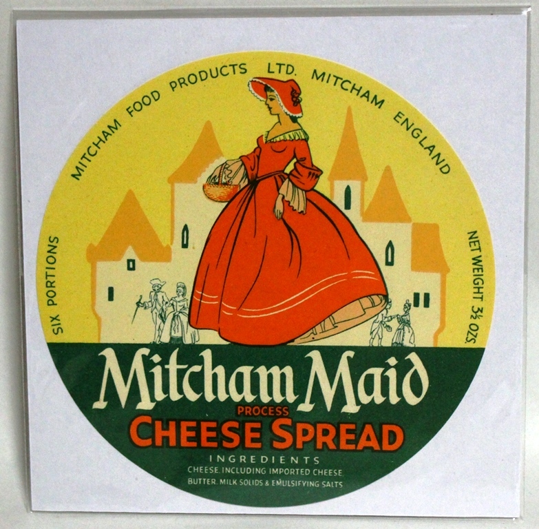  Vintage label England cheese label Mitcham Maid