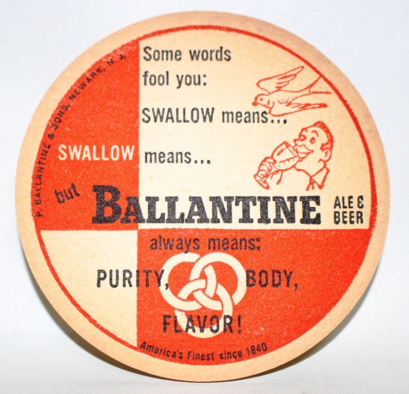 ヴィンテージコースター　BALLANTINEビール　SWALLOW（つばめ）　バランタインビール（アメリカ）_画像1