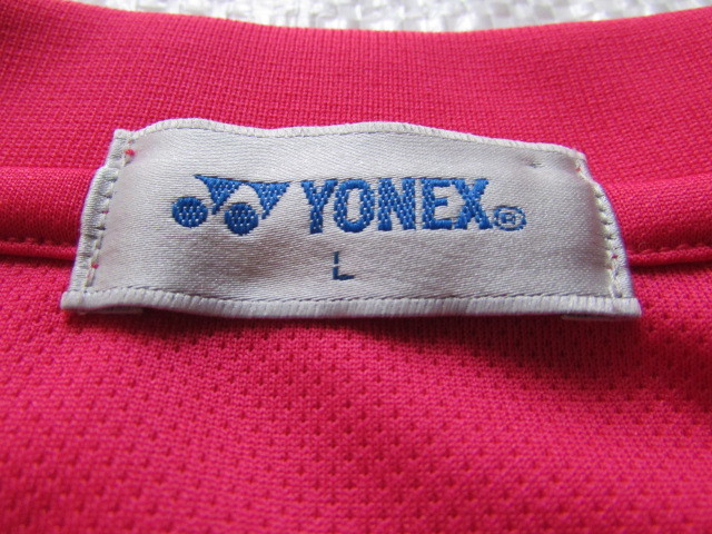 メンズ Lサイズ YONEX 定番 半袖 ポロシャツ 使用少なめ 素材ムラ有 ゲームシャツ ジャケット マゼンタ系 ヨネックス テニス バドミントン_画像4