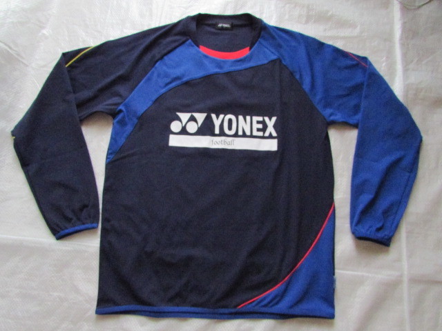 メンズ Oサイズ YONEX 長袖 Tシャツ 未使用に近い きれい 起毛裏地 ロンT ジャケット ネイビー系 177～183cm フットボール サッカー_画像1