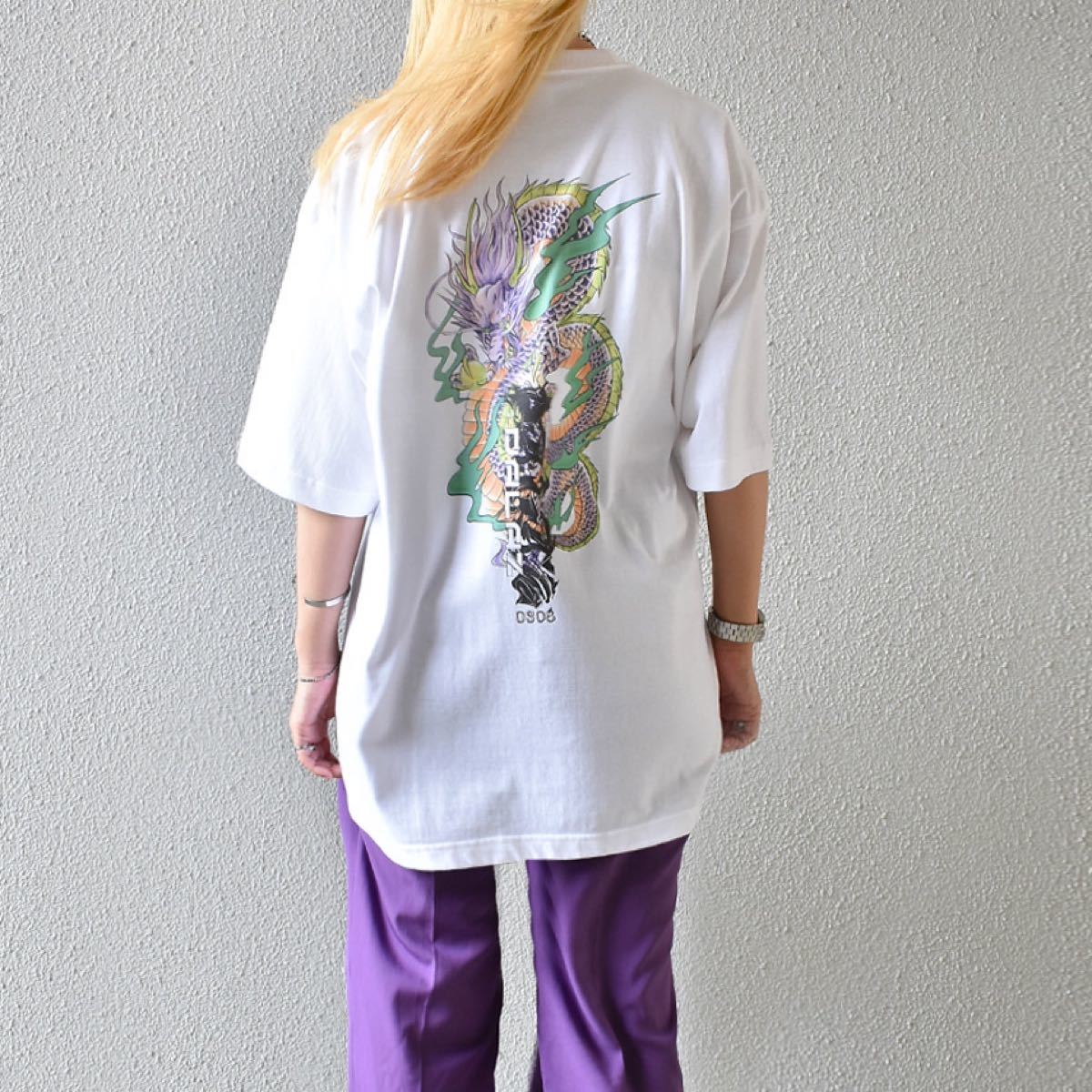 龍 Tシャツ 龍柄 オーバーサイズ Tシャツ メンズ オシャレ 和柄 ビッグシルエット 新品 ドラゴン おしゃれ 白 半袖