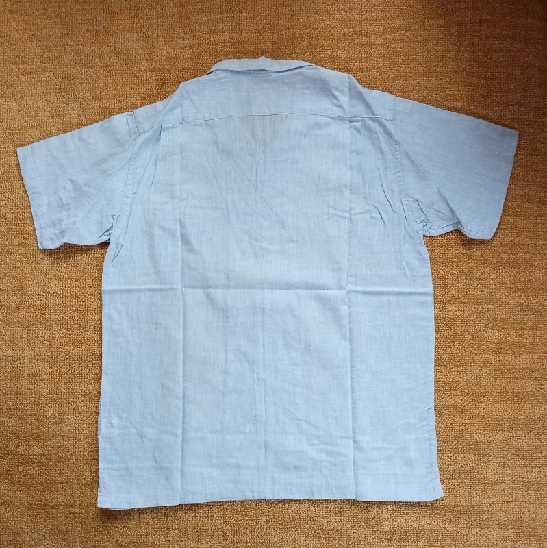 boyds kit 半袖 シャツ Yシャツ リネン ブルー 水色 M 爽やか 胸ポケット ボタン オーバーシャツ 体系カバー ビッグシルエット メンズ 美品