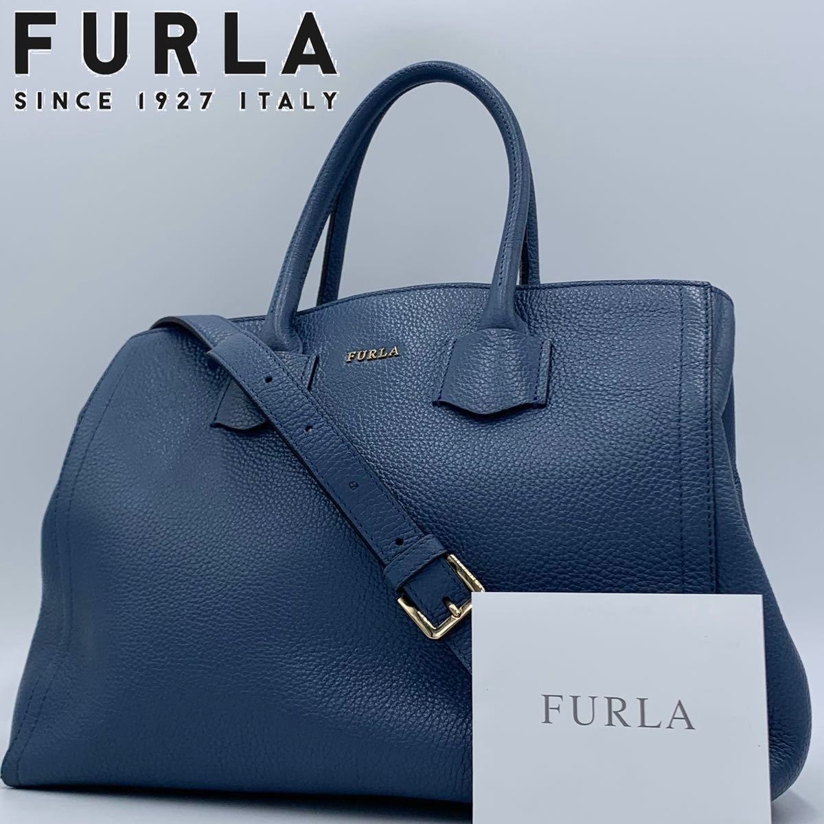 1円 ◇美品◇ FURLA フルラ ショルダーバッグ 2way レザー シボ革 A4