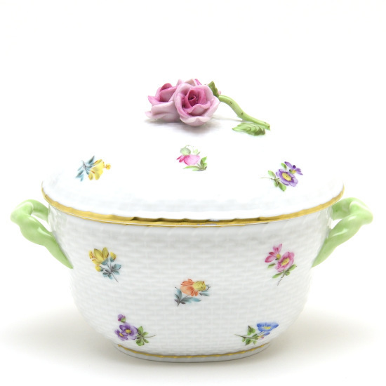 ヘレンド(Herend) 小物入れ(持ち手付き) 薔薇飾り ミルフルール ヘレンド(Herend) 小物入れ(持ち手付き) 薔薇飾り ミルフルール