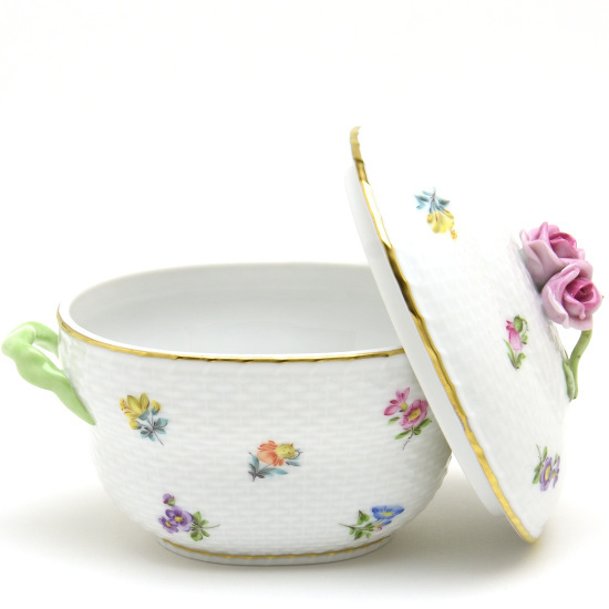 ヘレンド(Herend) 小物入れ(持ち手付き) 薔薇飾り ミルフルール ヘレンド(Herend) 小物入れ(持ち手付き) 薔薇飾り ミルフルール