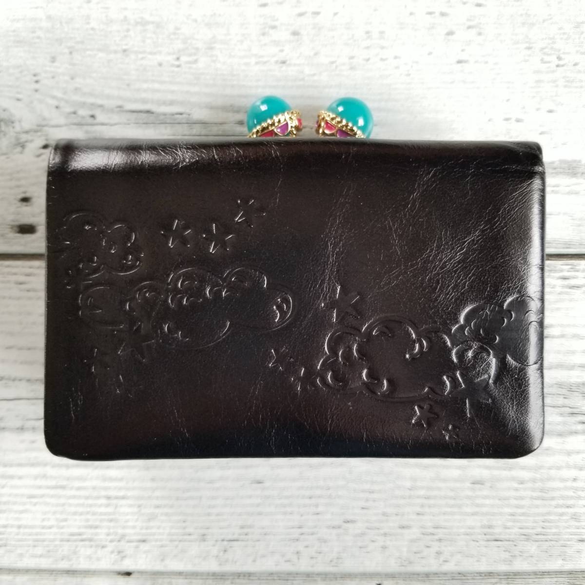 バルーン♪【送料無料】新品◇ANNA SUI アナスイ◇本革 がま口二つ折り