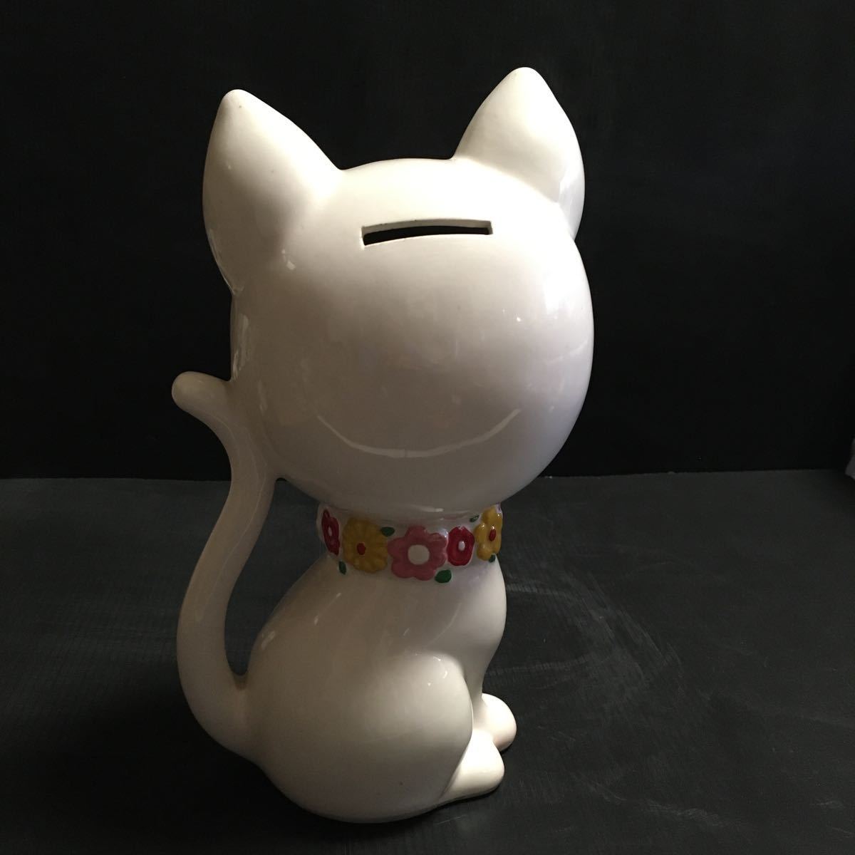 貯金箱 内藤ルネ サイン入り 彫文字 RUNE 陶器 猫 昭和レトロ雑貨 当時