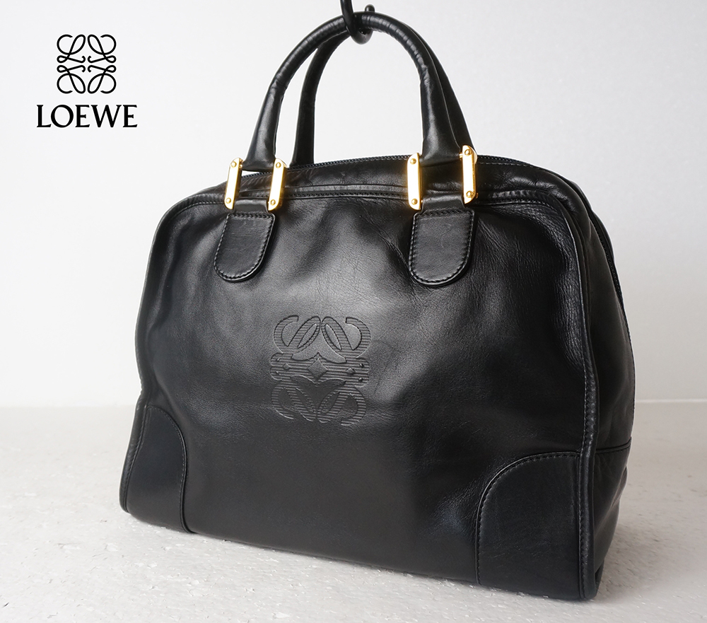 良好 LOEWE ロエベ ロゴ アナグラム アマソナ レザー ハンドバッグ