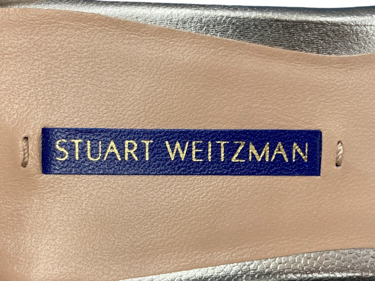 STUART WEITZMAN (スチュワートワイツマン) NUDISTJUNE サンダル レザー パンプス ストラップ 37.5 US7 ZB65969 シルバー レディース/004_画像6